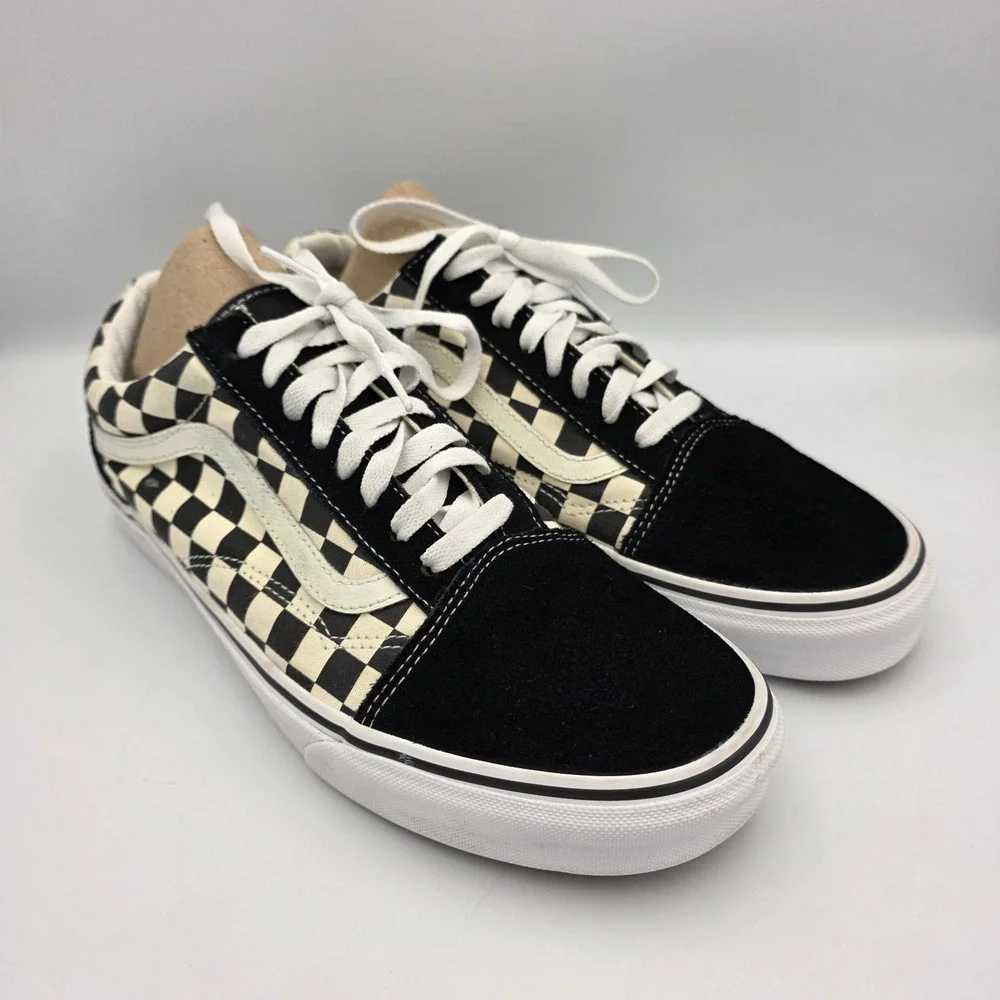 Vans 500714 Black & White Canvas Suede Checkered Skateboard Sneakers M 10.5 W 12